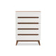 Baxton Studio Calypso Mid-Century Modern White and Walnut Wood 5-Drawer Storage Chest WHI-Calypso-Walnut-White-5DW-Chest