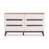 Baxton Studio Calypso Mid-Century Modern White and Walnut Wood 6-Drawer Storage Dresser WHI-Calypso-Walnut-White-6DW-Chest