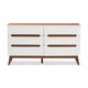 Baxton Studio Calypso Mid-Century Modern White and Walnut Wood 6-Drawer Storage Dresser WHI-Calypso-Walnut-White-6DW-Chest