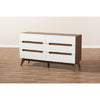 Baxton Studio Calypso Mid-Century Modern White and Walnut Wood 6-Drawer Storage Dresser