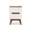 Baxton Studio Calypso Mid-Century Modern White and Walnut Wood 3-Drawer Storage Nightstand WHI-Calypso-Walnut-White-NS