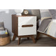 Baxton Studio Calypso Mid-Century Modern White and Walnut Wood 3-Drawer Storage Nightstand WHI-Calypso-Walnut-White-NS