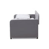 Baxton Studio Camelia Modern and Contemporary Grey Fabric Upholstered Button-Tufted Twin Size Sofa Daybed with Roll-Out Trundle Guest Bed