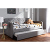 Baxton Studio Camelia Modern and Contemporary Grey Fabric Upholstered Button-Tufted Twin Size Sofa Daybed with Roll-Out Trundle Guest Bed