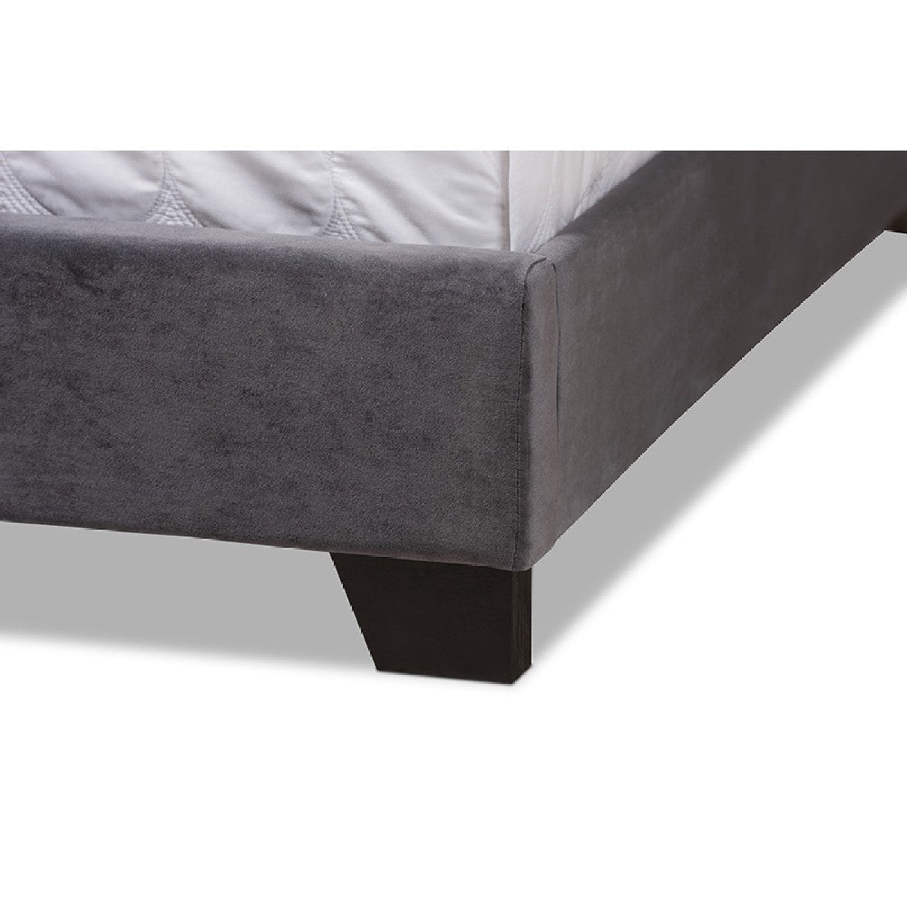 Baxton Studio Candace Luxe and Glamour Dark Grey Velvet Upholstered Queen Size Bed