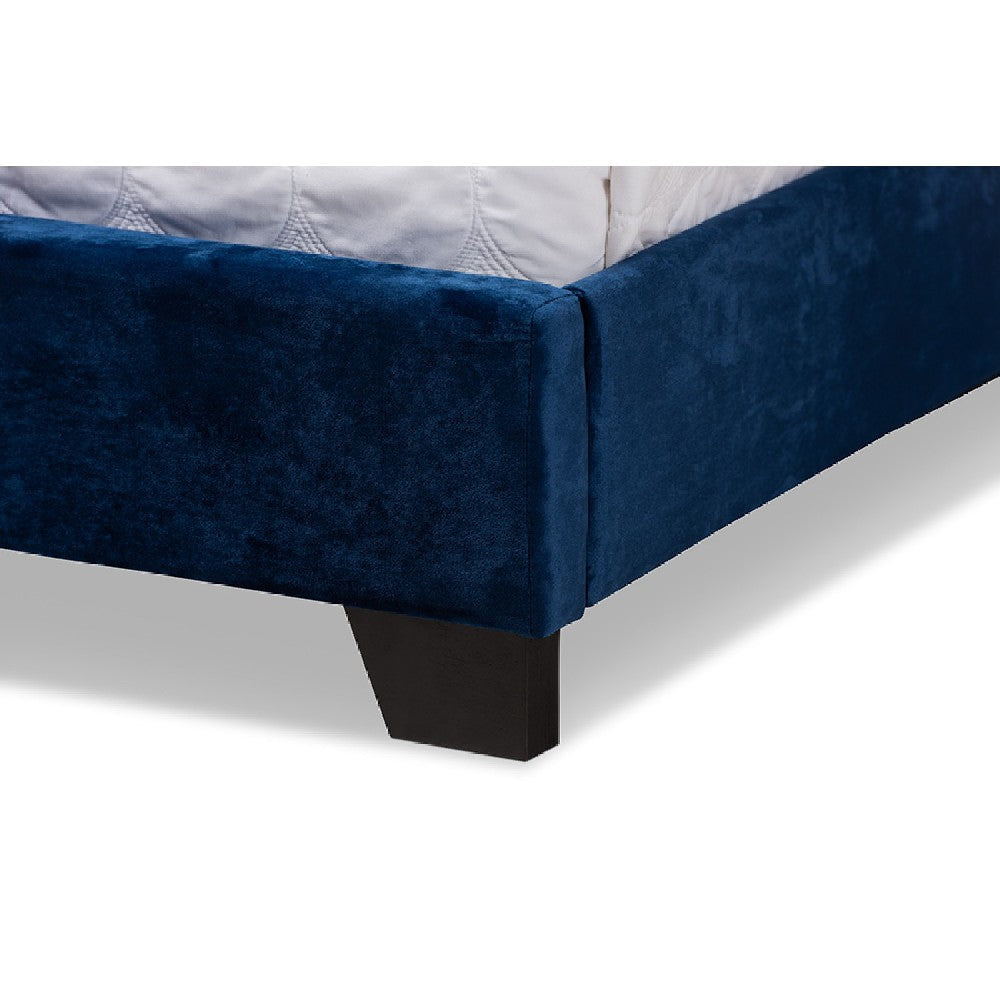 Baxton Studio Candace Luxe and Glamour Navy Velvet Upholstered Queen Size Bed