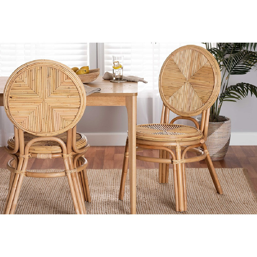 bali & pari Carita Modern Bohemian Natural Brown Rattan Dining Chair