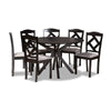 Baxton Studio Carlin Modern Transitional Grey Fabric Upholstered and Dark Brown Finished Wood 7-Piece Dining Set