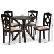 Baxton Studio Carlin Sand Fabric Upholstered and Dark Brown Finished Wood 5-Piece Dining Set WHI-Carlin-Sand-Dark-Brown-5PC-Dining-Set
