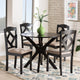 Baxton Studio Carlin Sand Fabric Upholstered and Dark Brown Finished Wood 5-Piece Dining Set WHI-Carlin-Sand-Dark-Brown-5PC-Dining-Set