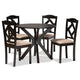 Baxton Studio Carlin Sand Fabric Upholstered and Dark Brown Finished Wood 5-Piece Dining Set WHI-Carlin-Sand-Dark-Brown-5PC-Dining-Set