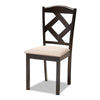 Baxton Studio Carlin Sand Fabric Upholstered and Dark Brown Finished Wood 7-Piece Dining Set