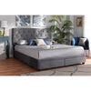 Baxton Studio Caronia Modern and Contemporary Grey Velvet Fabric Upholstered 2-Drawer Queen Size Platform Storage Bed