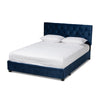 Baxton Studio Caronia Modern and Contemporary Navy Blue Velvet Fabric Upholstered 2-Drawer Queen Size Platform Storage Bed