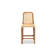 bali & pari Caspia Mid-Century Modern Walnut Brown Mahogany Wood and Natural Rattan Counter Stool WHI-Caspia-Teak-CS