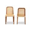 bali & pari Caspia Mid-Century Modern Walnut Brown Mahogany Wood and Natural Rattan 2-Piece Dining Chair Set WHI-Caspia-Teak-DC
