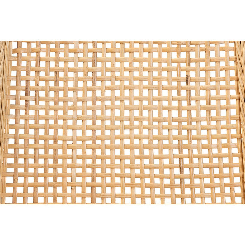 bali & pari Caspia Mid-Century Modern Walnut Brown Mahogany Wood and Natural Rattan 2-Piece Dining Chair Set WHI-Caspia-Teak-DC