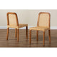 bali & pari Caspia Mid-Century Modern Walnut Brown Mahogany Wood and Natural Rattan 2-Piece Dining Chair Set
