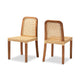 bali & pari Caspia Mid-Century Modern Walnut Brown Mahogany Wood and Natural Rattan 2-Piece Dining Chair Set WHI-Caspia-Teak-DC