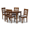 Baxton Studio Celina Modern and Contemporary Grey Fabric Upholstered and Walnut Brown Finished Wood 5-Piece Dining Set