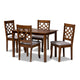 Baxton Studio Celina Modern and Contemporary Grey Fabric Upholstered and Walnut Brown Finished Wood 5-Piece Dining Set