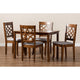 Baxton Studio Celina Modern and Contemporary Grey Fabric Upholstered and Walnut Brown Finished Wood 5-Piece Dining Set