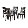 Baxton Studio Charlottle Modern Grey Fabric and Dark Brown Finished Wood 5-Piece Dining Set WHI-Charlotte-Grey-Dark-Brown-5PC-Dining-Set