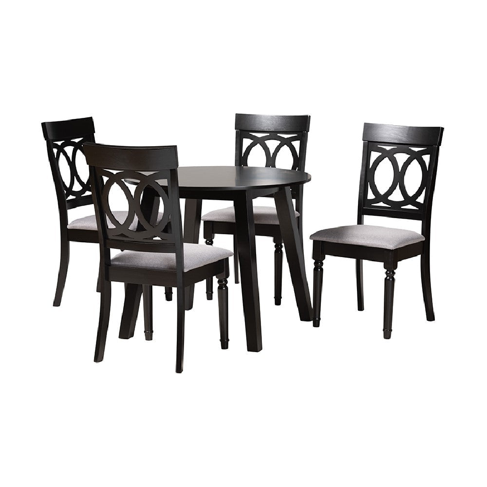 Baxton Studio Charlottle Modern Grey Fabric and Dark Brown Finished Wood 5-Piece Dining Set WHI-Charlotte-Grey-Dark-Brown-5PC-Dining-Set