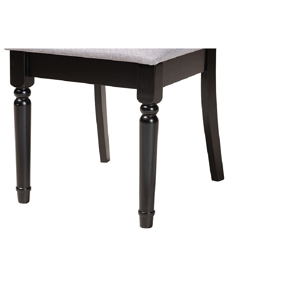 Baxton Studio Charlottle Modern Grey Fabric and Dark Brown Finished Wood 5-Piece Dining Set WHI-Charlotte-Grey-Dark-Brown-5PC-Dining-Set