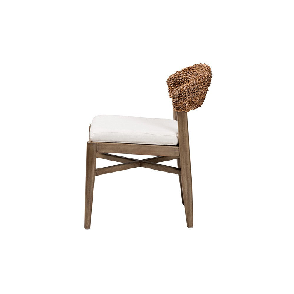 bali & pari Chloe Modern Bohemian Walnut Brown Finished Mahogany Wood and Natural Rattan Dining Chair WHI-Chloe-Mahogany-DC