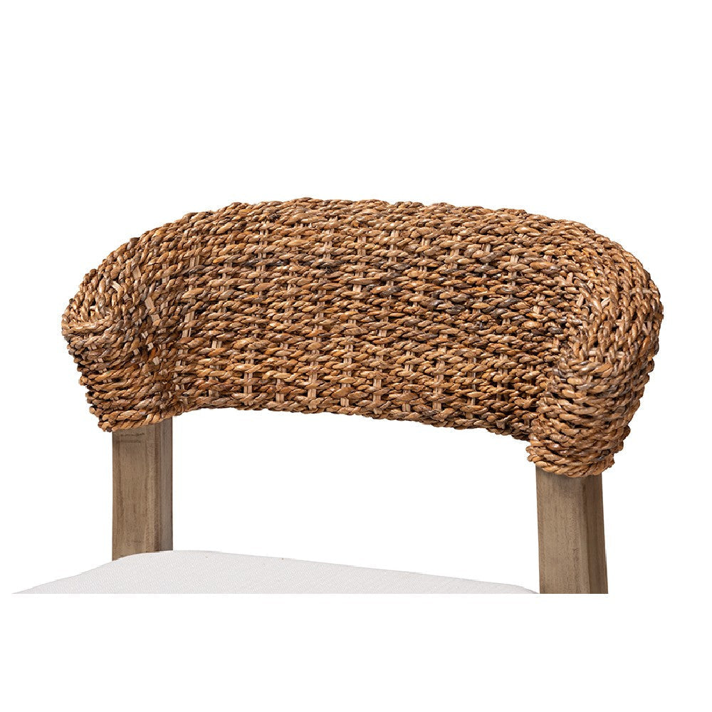 bali & pari Chloe Modern Bohemian Walnut Brown Finished Mahogany Wood and Natural Rattan Dining Chair WHI-Chloe-Mahogany-DC