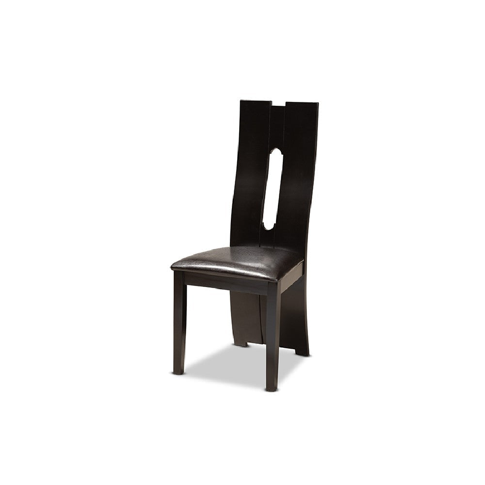 Baxton Studio Cian Modern and Contemporary Dark Brown Faux Leather Upholstered and Dark Brown Finished Wood 5-Piece Dining Set