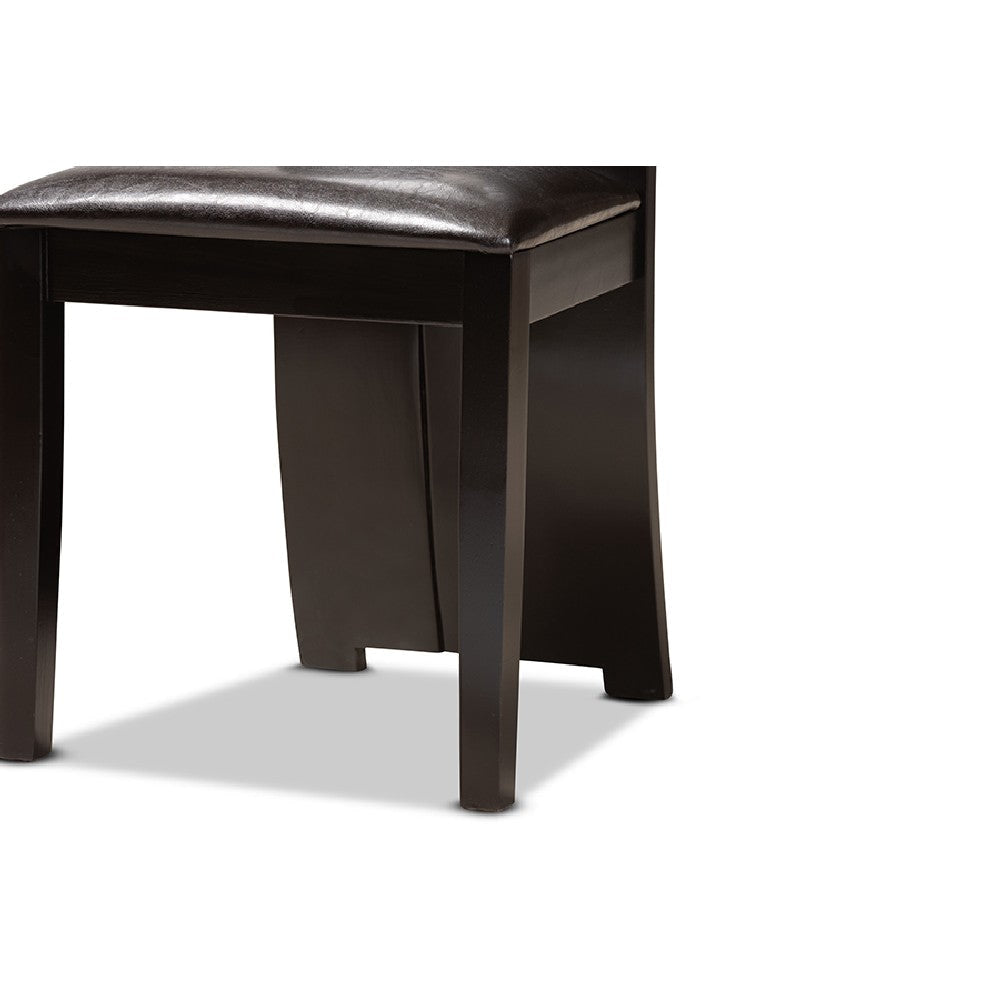 Baxton Studio Cian Modern and Contemporary Dark Brown Faux Leather Upholstered and Dark Brown Finished Wood 5-Piece Dining Set