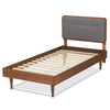 Baxton Studio Cilka Mid-Century Modern Dark Grey Fabric Upholstered and Ash Walnut Finished Wood Twin Size Platform Bed