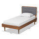 Baxton Studio Cilka Mid-Century Modern Dark Grey Fabric Upholstered and Ash Walnut Finished Wood Twin Size Platform Bed