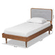Baxton Studio Cilka Mid-Century Modern Light Grey Fabric Upholstered and Ash Walnut Finished Wood Twin Size Platform Bed