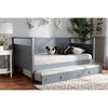 Baxton Studio Cintia Cottage Farmhouse Grey Finished Wood Twin Size Daybed with Trundle WHI-Cintia-Grey-Daybed-T