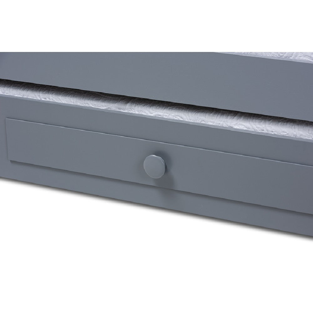 Baxton Studio Cintia Cottage Farmhouse Grey Finished Wood Twin Size Daybed with Trundle