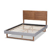 Baxton Studio Claudia Rustic Modern Light Grey Fabric Upholstered and Walnut Brown Finished Wood Full Size Platform Bed