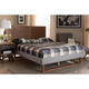 Baxton Studio Claudia Rustic Modern Light Grey Fabric Upholstered and Walnut Brown Finished Wood Full Size Platform Bed