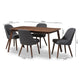 Baxton Studio Cody Mid-Century Modern Dark Grey Fabric Upholstered Walnut Finished Wood 5-Piece Dining Set