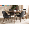 Baxton Studio Cody Mid-Century Modern Dark Grey Fabric Upholstered Walnut Finished Wood 5-Piece Dining Set