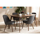 Baxton Studio Cody Mid-Century Modern Dark Grey Fabric Upholstered Walnut Finished Wood 5-Piece Dining Set
