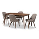 Baxton Studio Cody Mid-Century Modern Light Grey Fabric Upholstered Walnut Finished Wood 5-Piece Dining Set