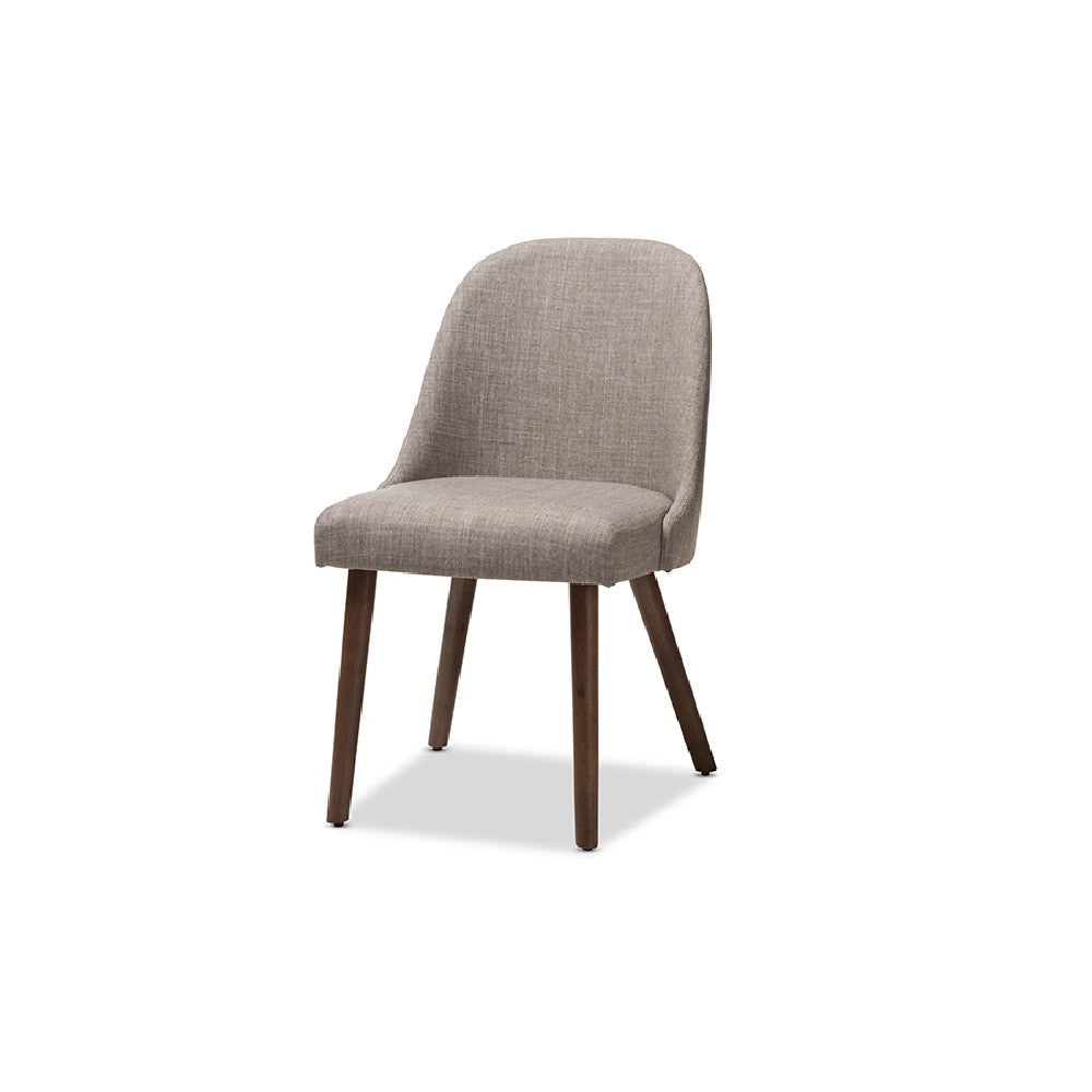 Baxton Studio Cody Mid-Century Modern Light Grey Fabric Upholstered Walnut Finished Wood 5-Piece Dining Set