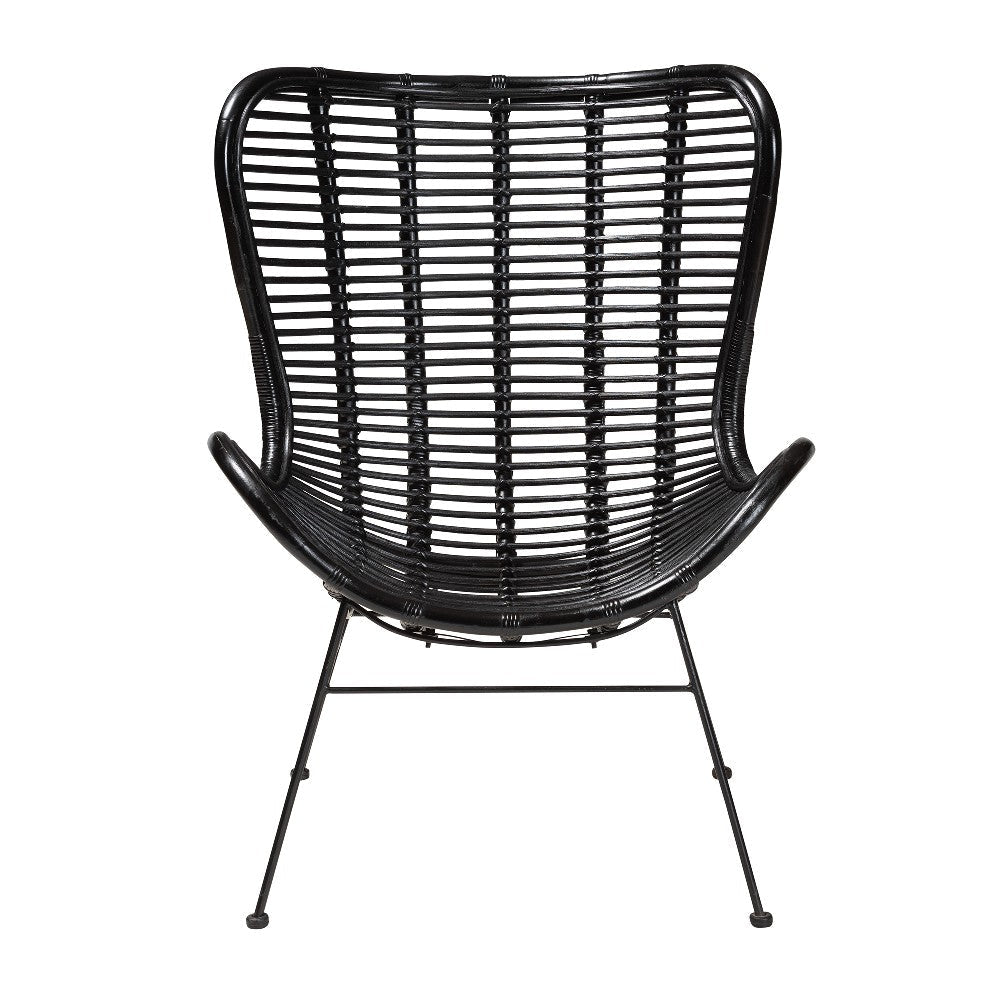 bali & pari Colorado Modern Bohemian Black Rattan and Metal Accent Chair WHI-Colorado-Black-Rattan-CC