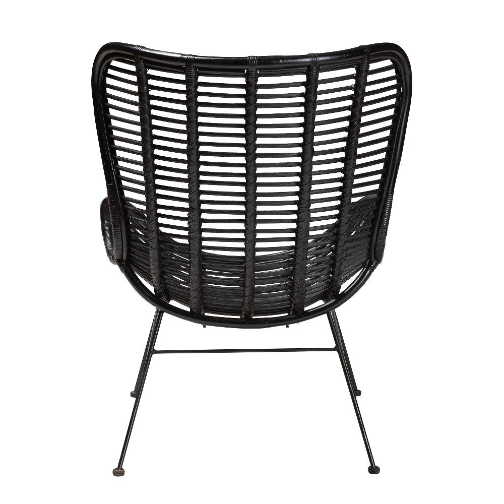 bali & pari Colorado Modern Bohemian Black Rattan and Metal Accent Chair WHI-Colorado-Black-Rattan-CC