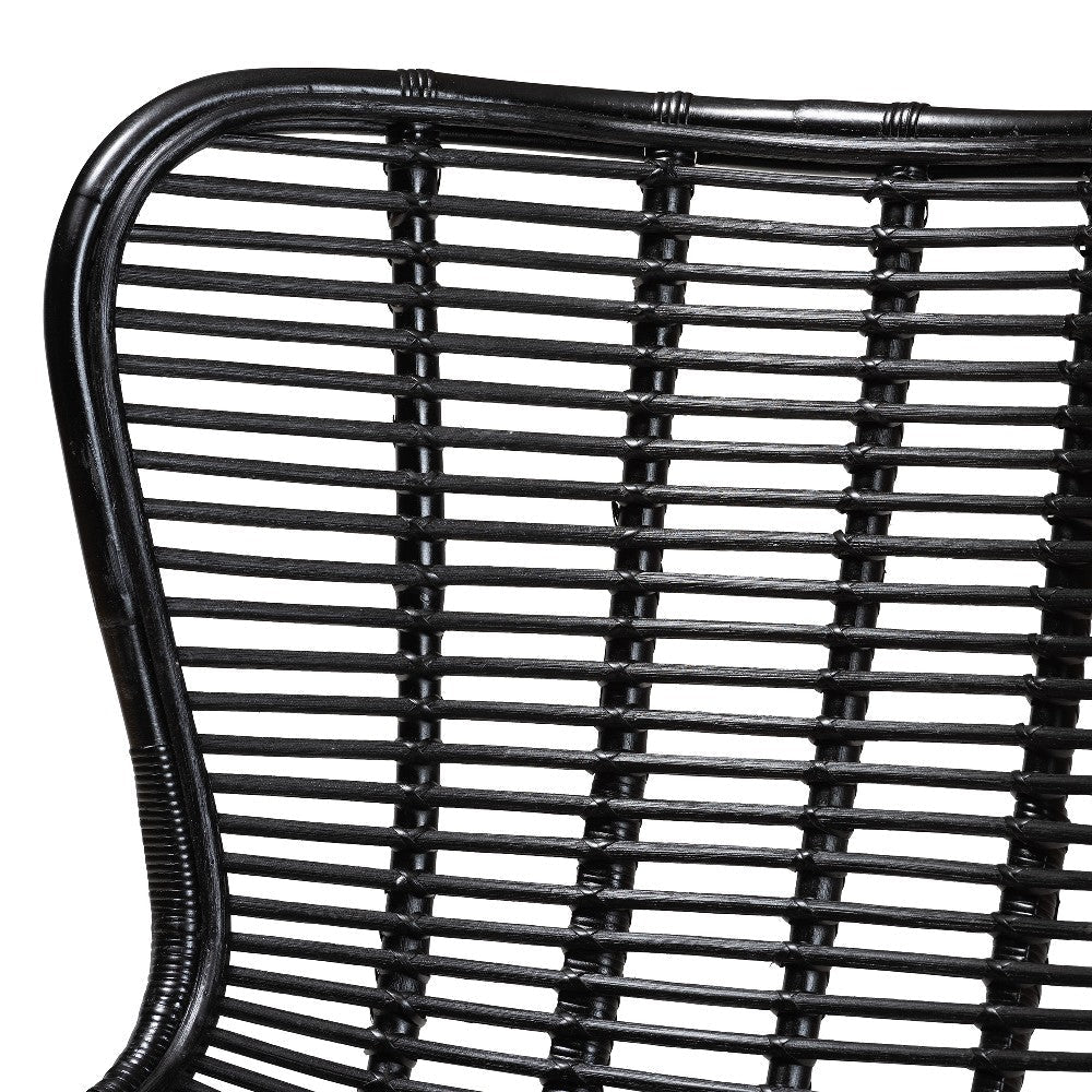 bali & pari Colorado Modern Bohemian Black Rattan and Metal Accent Chair WHI-Colorado-Black-Rattan-CC
