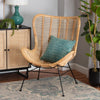 bali & pari Colorado Modern Bohemian Natural Brown Rattan and Black Metal Accent Chair