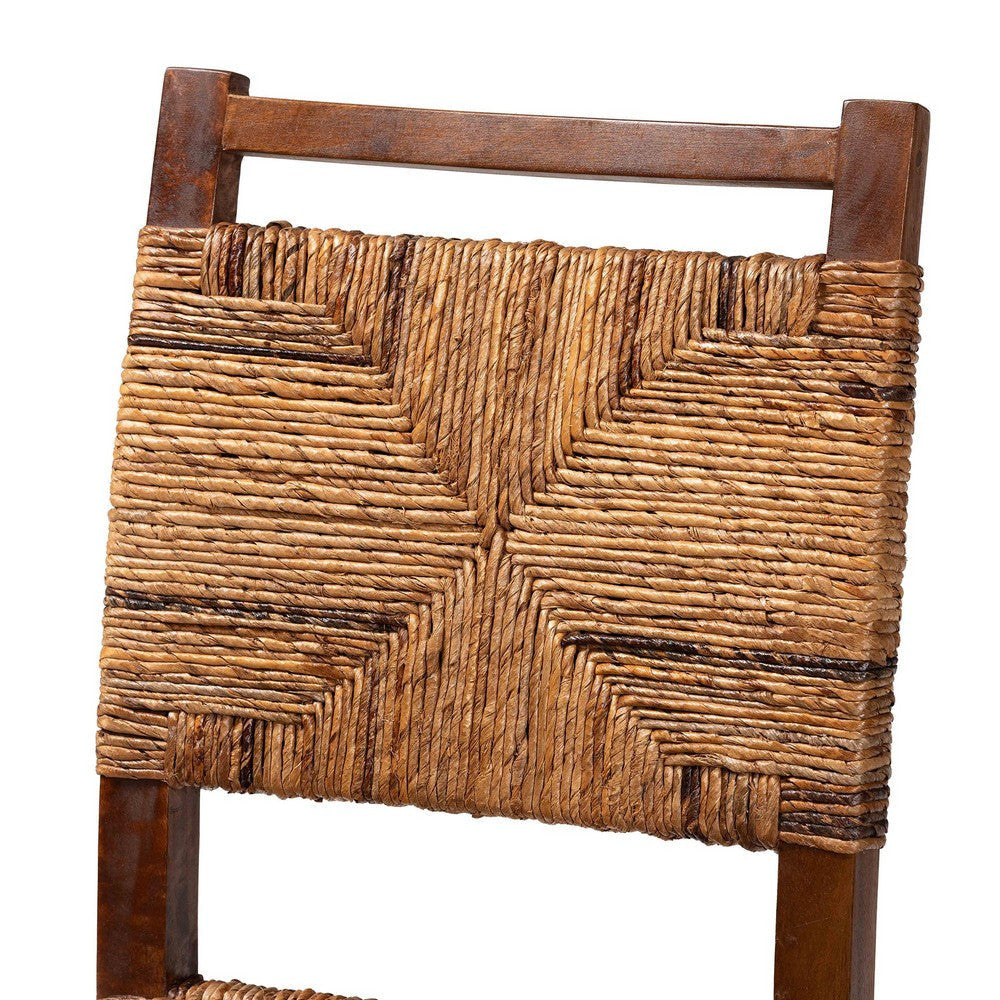 bali & pari Cordoba Bohemian Natural Seagrass and Mahogany Wood 2-Piece Dining Chair WHI-Cordoba-Seagrass-DC